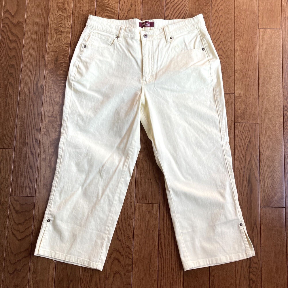 Lee Riveted Ultimate 5 Yellow Capri Stretch Denim Pants Womens 14 34 34x22